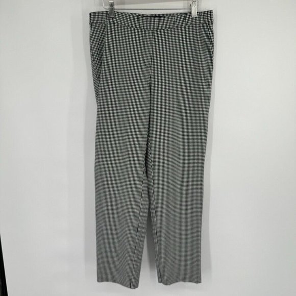 J. Jill Black White Gingham plaid pull on ankle Pants Womens size 10 stretch - Picture 2 of 6